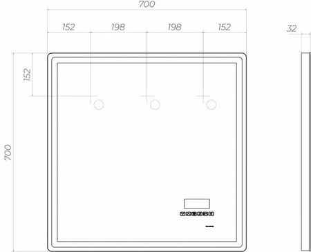 Зеркало с подсветкой (70x70) Vigo Geometry Media z.GEO.70.Media